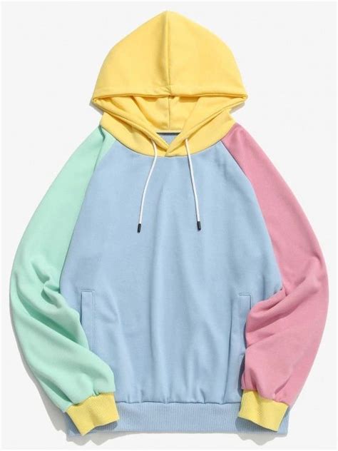 2019 Zaful Color Block Raglan Sleeve Hoodie Stylish Hoodies Trendy