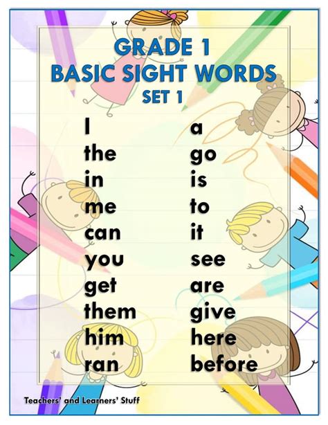 BASIC SIGHT WORDS (Grade 1) Free Download - DepEd Click