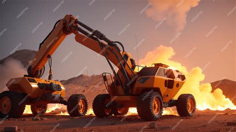 Premium Ai Image A Gorgeous Picture Of Two Large Tractors In Front Of