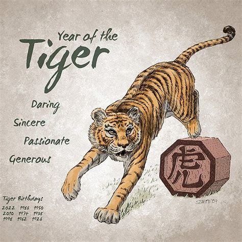 Year Of The Tiger Calendar White Chinese Zodiac Tiger Year Of The