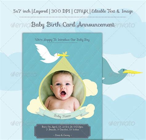 Birth Announcement Template Newborn Announcement Baby Girl Custom