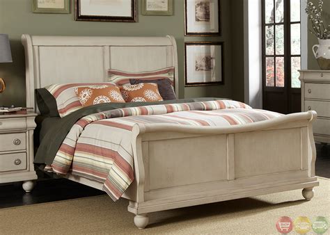 We're in love with this rustic bedroom from retreat home furniture! Sleigh Bed Furniture Set | White Sleigh Bedroom Furniture