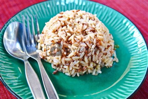 Royalty Free Image Plate Of Brown Cooked Rice By Nuchylee