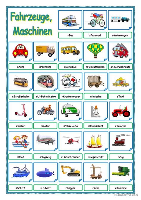 Fahrzeuge Maschinen Bildwörterbüche Deutsch Daf Arbeitsblätter Pdf And Doc