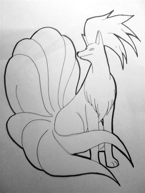 Ninetales have gleaming red eyes that are said to give them the power of mind. Ninetales Drawing-Lineart by Krizeii on DeviantArt