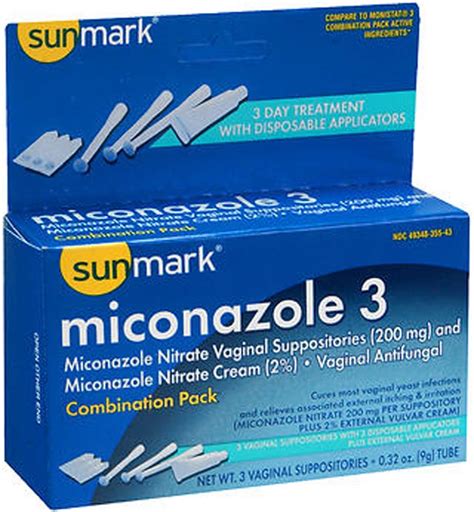 Sunmark Miconazole 3 Vaginal Antifungal Combination Pack Disposable 3