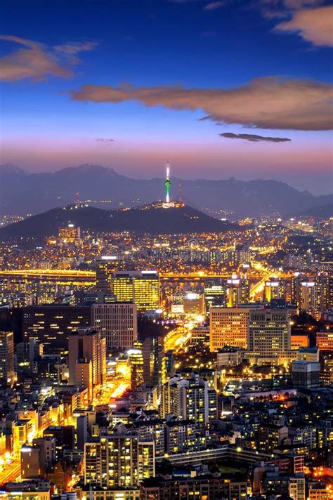 View Of Downtown Cityscape At Dongjak Bridge And Seoul Tower Over Han