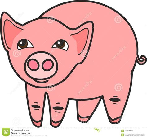 Cute Cartoon Pink Pig On White Background Stock Vector