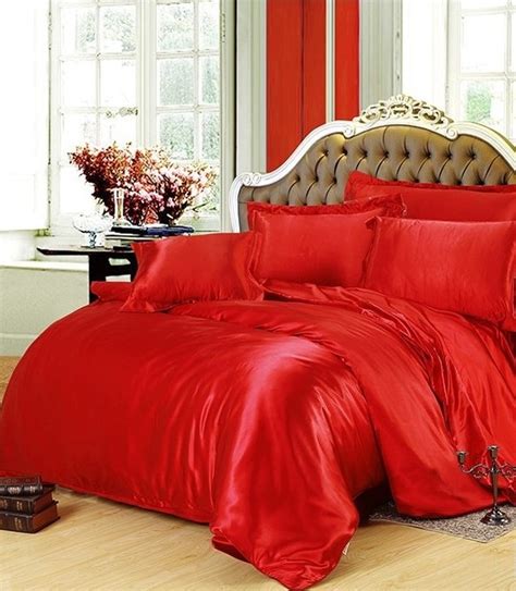 Snuggle into your larger than life bed with a super king duvet cover. Silk Bedding set red super king size queen full twin ...