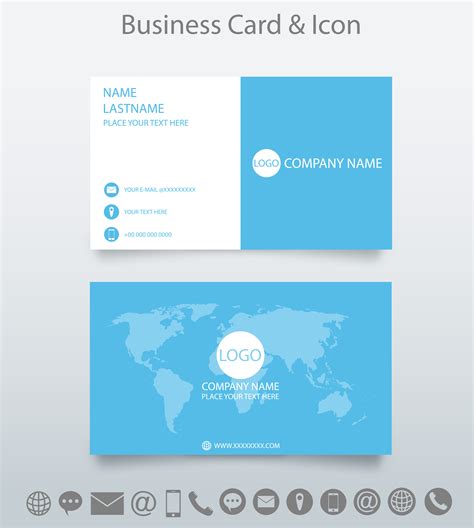 Modern Creative Business Card Template And Icon Design With World Map