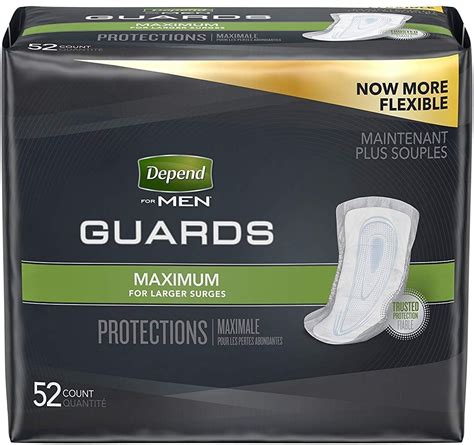 Depend For Men Incontinence Guards Maximum Absorbency 52 Ea 2 Pack