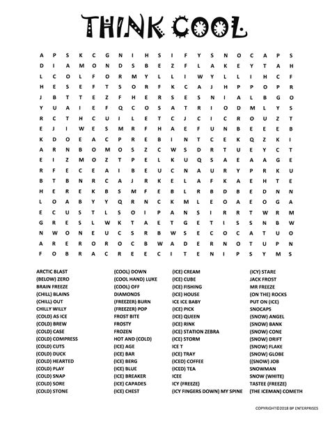 Hot Enough For Ya Think Cool With This Word Search Puzzle Seek