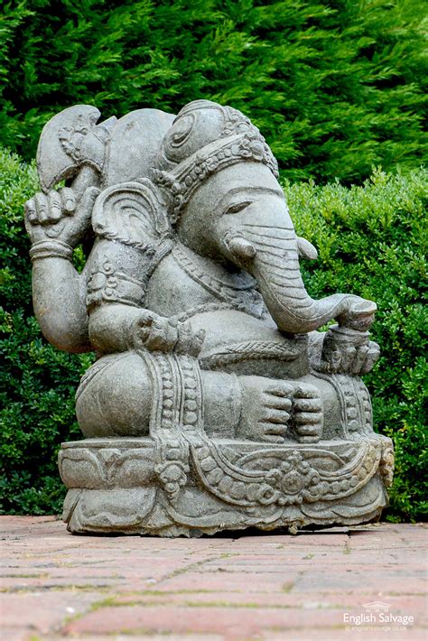 Natural Stone Sitting Ganesha Garden Statue