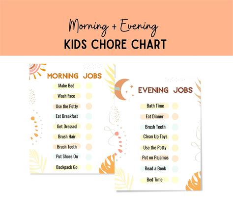 Kids Chore Chart Printable Morning And Evening Kids Morning Etsy