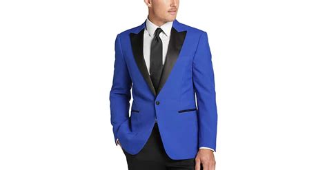 Egara Slim Fit Peak Lapel Dinner Jacket Blue Mens Featured Mens