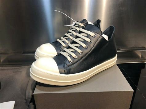 Rick Owens Rick Owens Black Leather Low Top Sneakers New Fw21 43 Grailed