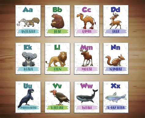 98 Printable Animal Alphabet Cards Qusedtudo