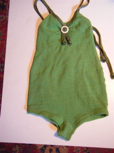 Vtg 1920s 30s 40s Wool Lime Green Bombshell Glam Swimsuit Wbakeline
