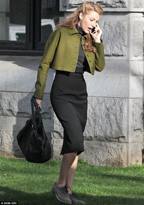 Blake Lively Is Elegant In Olive Swing Coat And Gloves For Movie Shoot