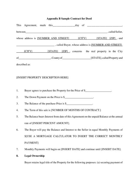 Contract For Deed Form 5 Free Templates In Pdf Word Excel Download