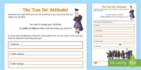 The Can Do Attitude Worksheet Teacher Made Twinkl