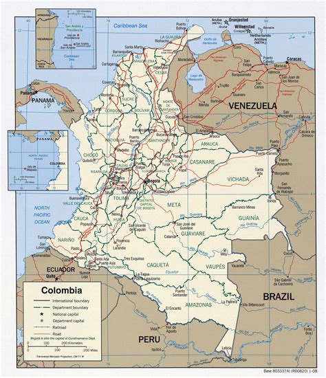 Large Detailed Road And Administrative Map Of Colombia Colombia Large