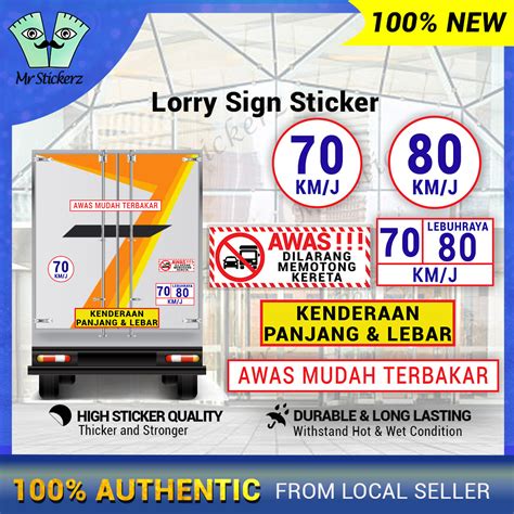 Kenderaan Panjang Dan Lebar Lorry Sign Sticker Speed Alert Warning For Vehicles Dilarang
