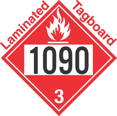 Flammable Class 3 UN1090 Tagboard DOT Placard