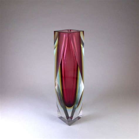 A Facet Cut Murano Sommerso Glass Vase With A Deep Pink Centre At 1stdibs