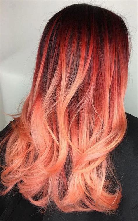 Ombre Hair Color Fiery Sunset Ombré On Feathered Ends Hair Color Pink
