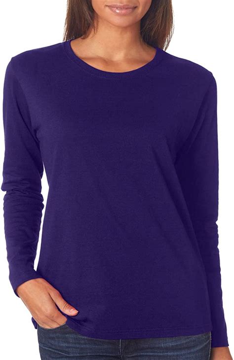 Gildan Heavy Cotton Womens Long Sleeve T Shirt 5400l Purple Small At