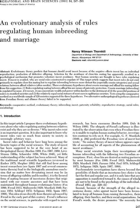 Psychoanalytic Theory And Incest Avoidance Rules Behavioral And Brain Sciences Cambridge Core