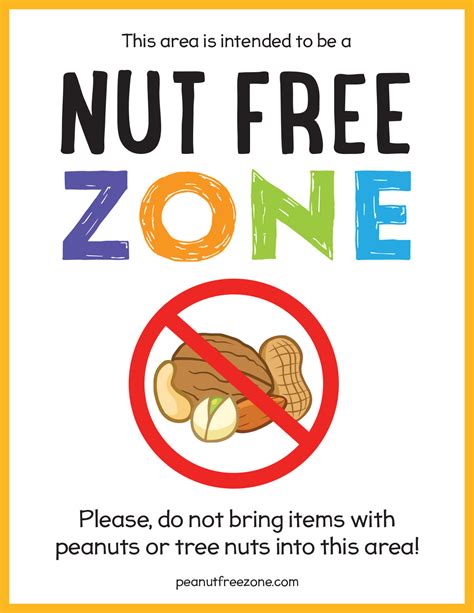 Macgill Nut Free Zone Poster 8 12 X 11 Nut Allergy Allergy