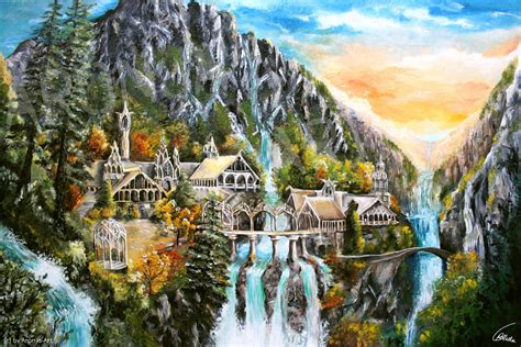 Rivendell Oil Painting Aronja Art Middle Earth Art Tolkien Art