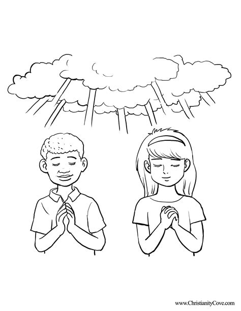 Child Praying Coloring Page Sketch Coloring Page