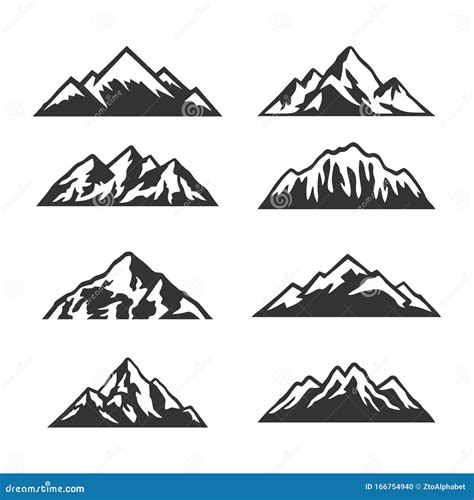 Mountain Silhouette Clip Art Set Vector Illustration Cartoondealer