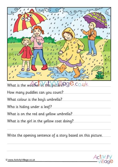 Some of the worksheets for this concept are elite writing skills picture composition, first grade basic skills, picture composition work, picture composition of park for primary 3, the role of pictures in teaching. Rainy Day Picture Comprehension