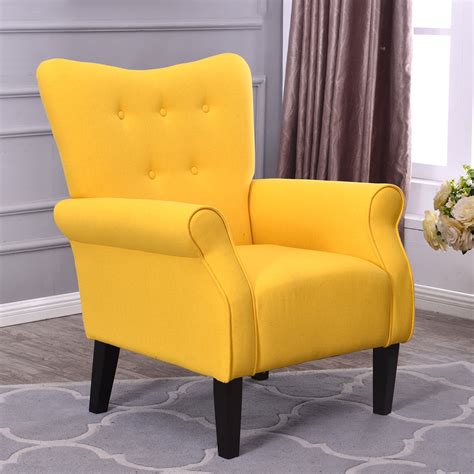 Belleze Modern Accent Chair Roll Arm Linen Living Room Bedroom Wood Leg