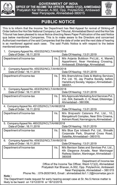 Government Of India Public Notice Ad In Times Of India Ahmedabad Advert Gallery