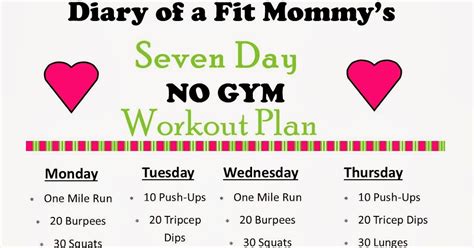 Diary Of A Fit Mommy Diary Of A Fit Mommys 7 Day No Gym Workout Plan