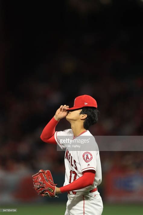 Shohei Ohtani Of The Los Angeles Angels Of Anaheim Looks On During