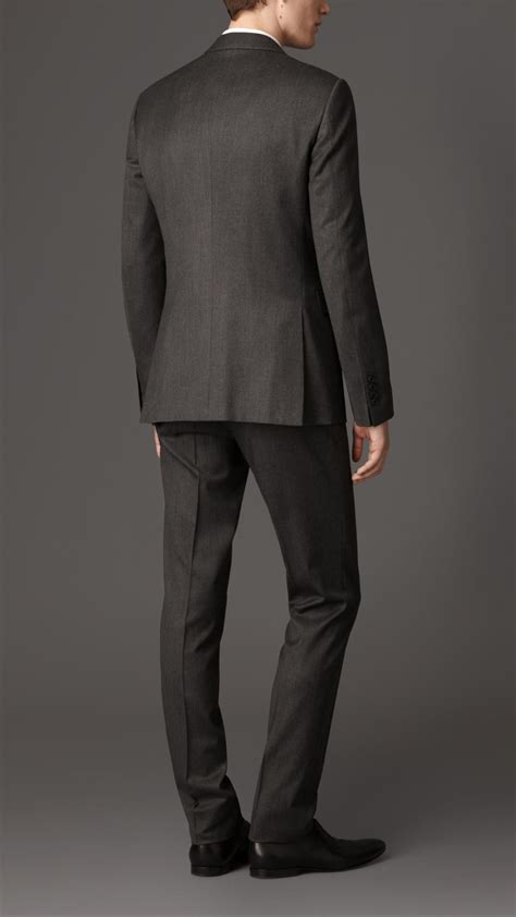 burberry slim fit virgin wool three piece suit in mid grey melange gray for men lyst
