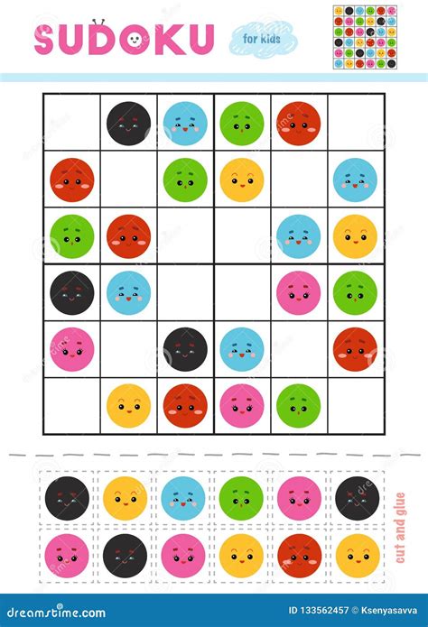 Sudoku For Children Education Game Set Of Colors Stock Vector