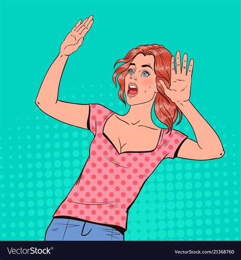 Pop Art Frightened Woman Scared Facial Expression Vector Image