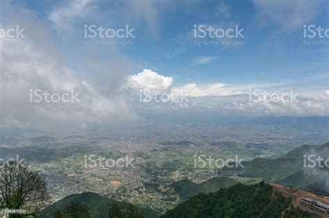 Kathmandu Valley Of Nepal While Touching White Clouds Chandragiri Hills