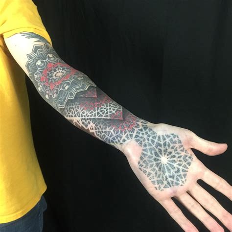 Hand And Half Sleeve Dotwork Tattoo Best Tattoo Ideas Gallery