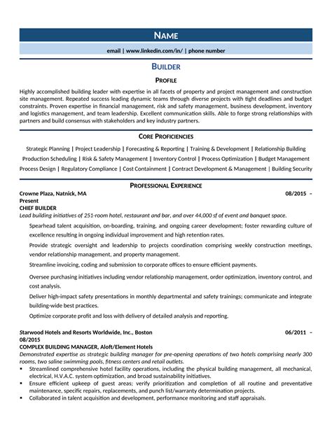 The good thing about this section is that it is targeted to specific types of. Builder Resume Example & Guide (2020) | ZipJob Resume Examples