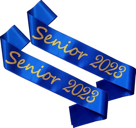 Buy Senior Sash 2023 2pcs Graduation Sash Blue With Gold Glitter