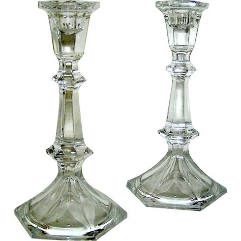 Pair Of Vintage Clear Glass Candlesticks Glass Candlesticks Candlesticks Clear Glass