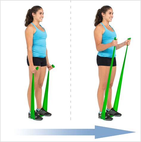Standing Hammer Curls With Flat Resistance Bands Hammer Curls